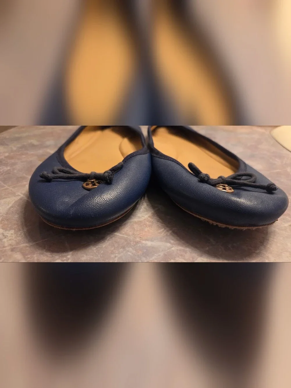 Tory Burch Navy Reva Ballet Flats